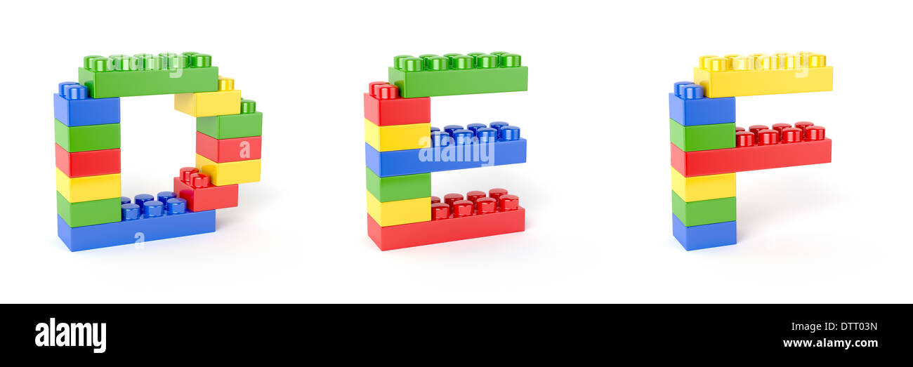 3d Render Of Brick Blocks Colorful Letters Alphabet Education Concept D E F Stock Photo Alamy