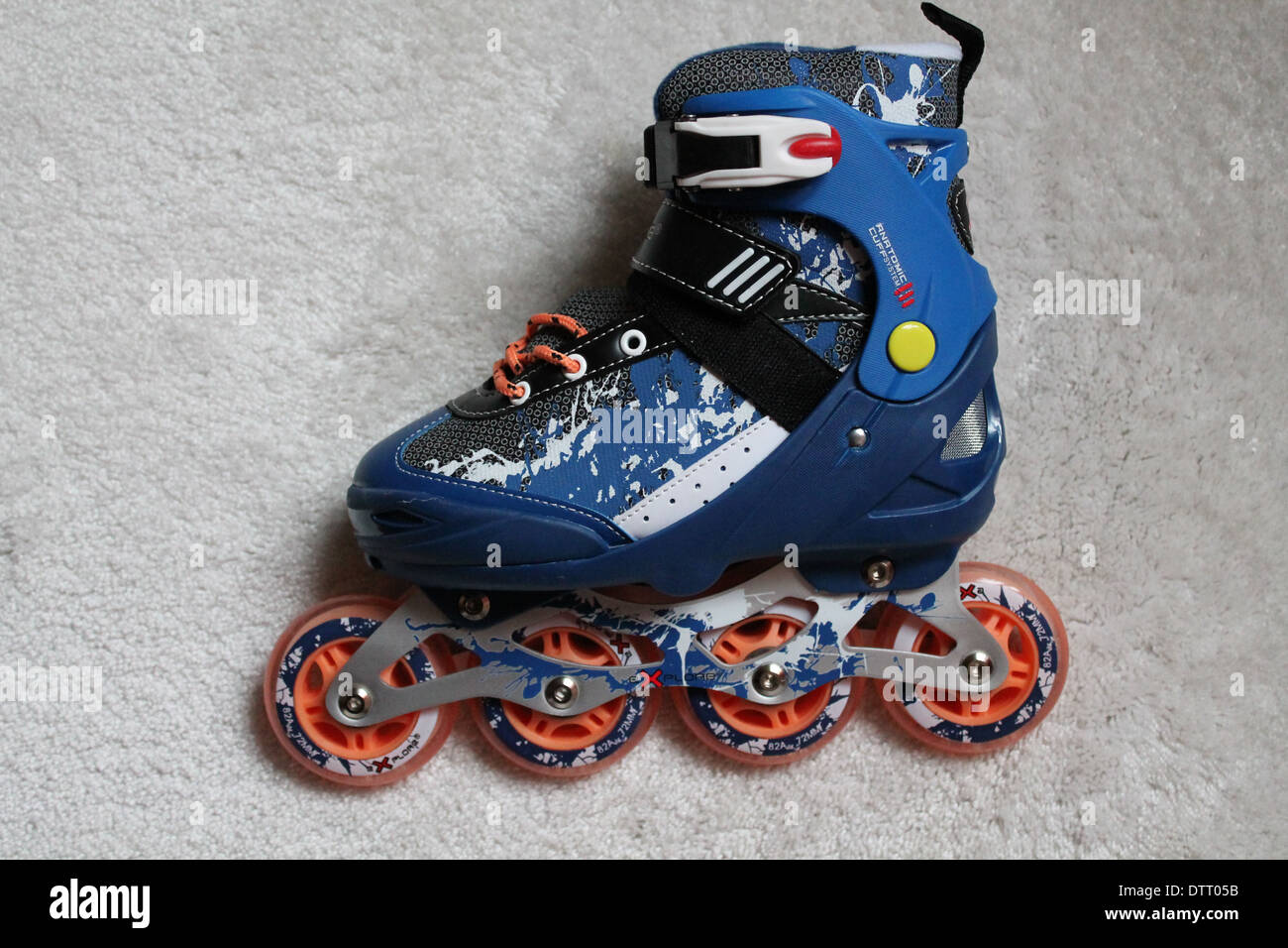 blue fast rollerskates on white background Stock Photo Alamy