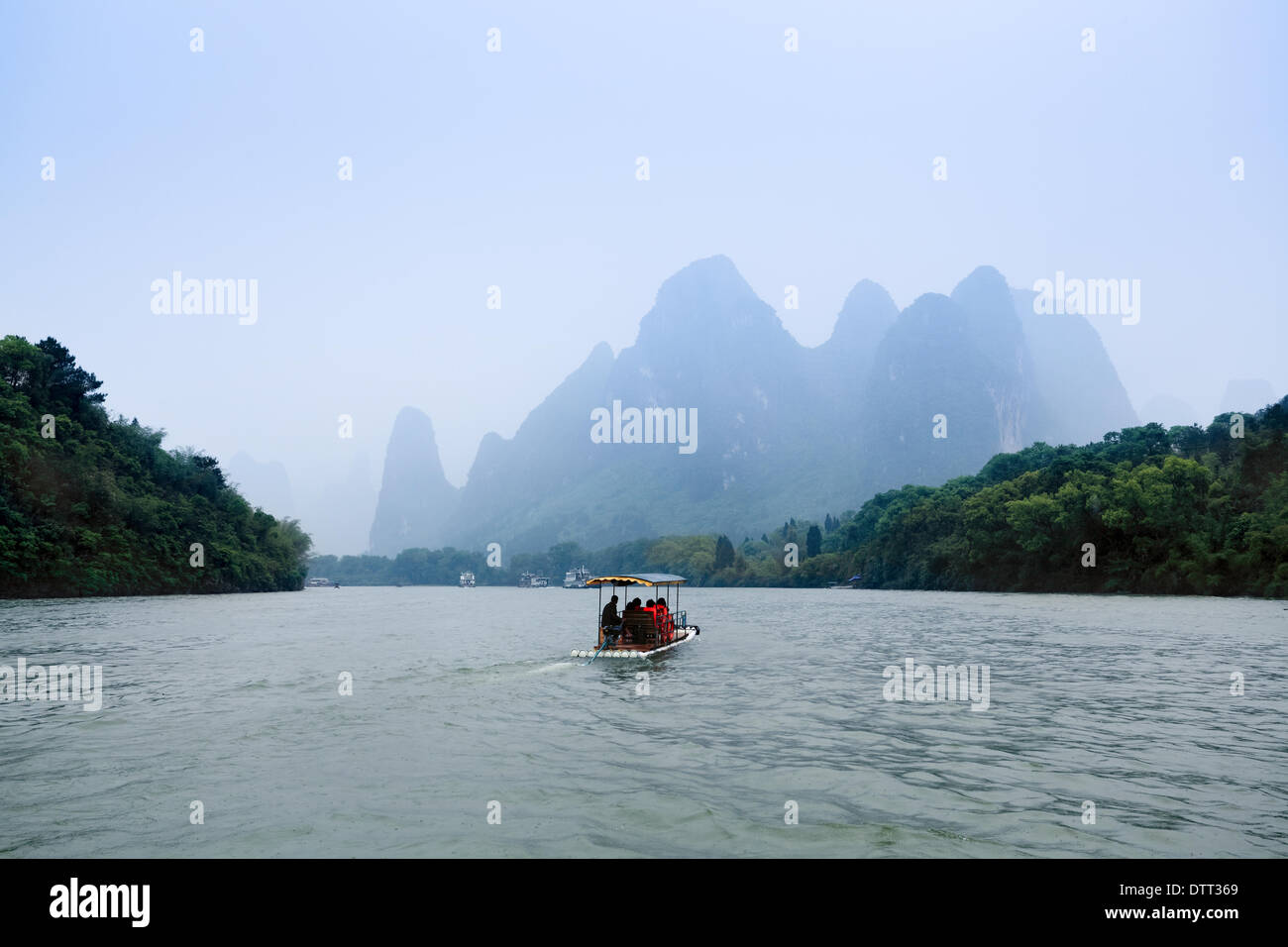 lijiang river in misty and rain Stock Photo