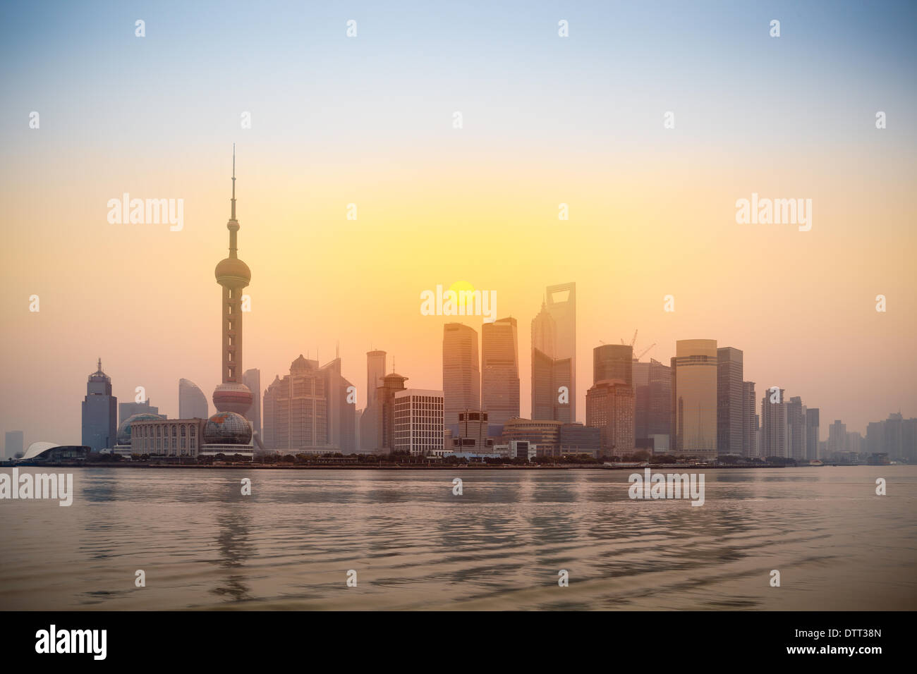 shanghai lujiazui skyline in sunrise Stock Photo