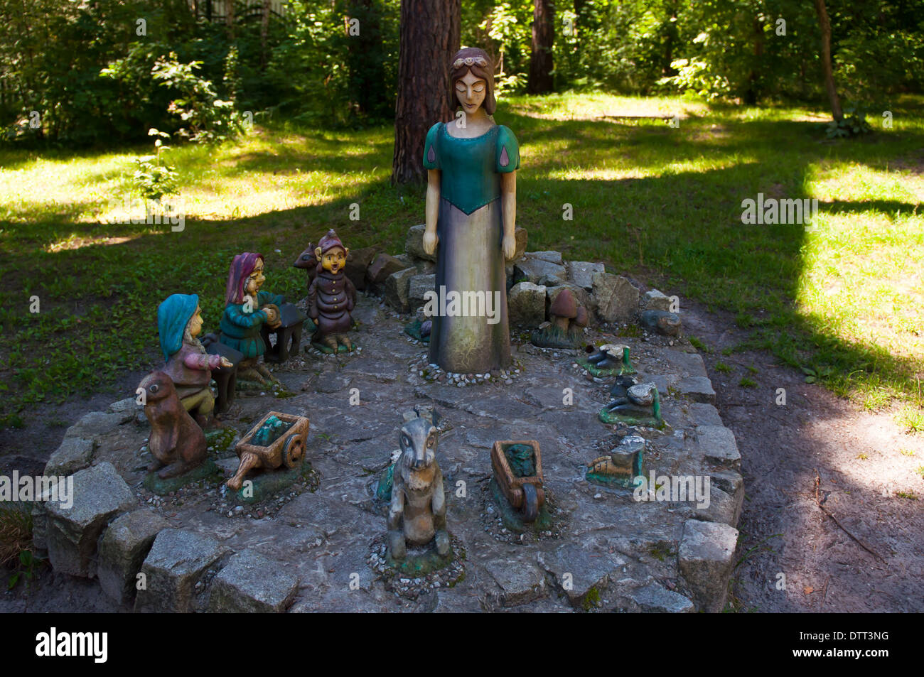 Kaliningrad region. Russia. Snow White and the Seven Dwarfs. The sculptural composition. Stock Photo