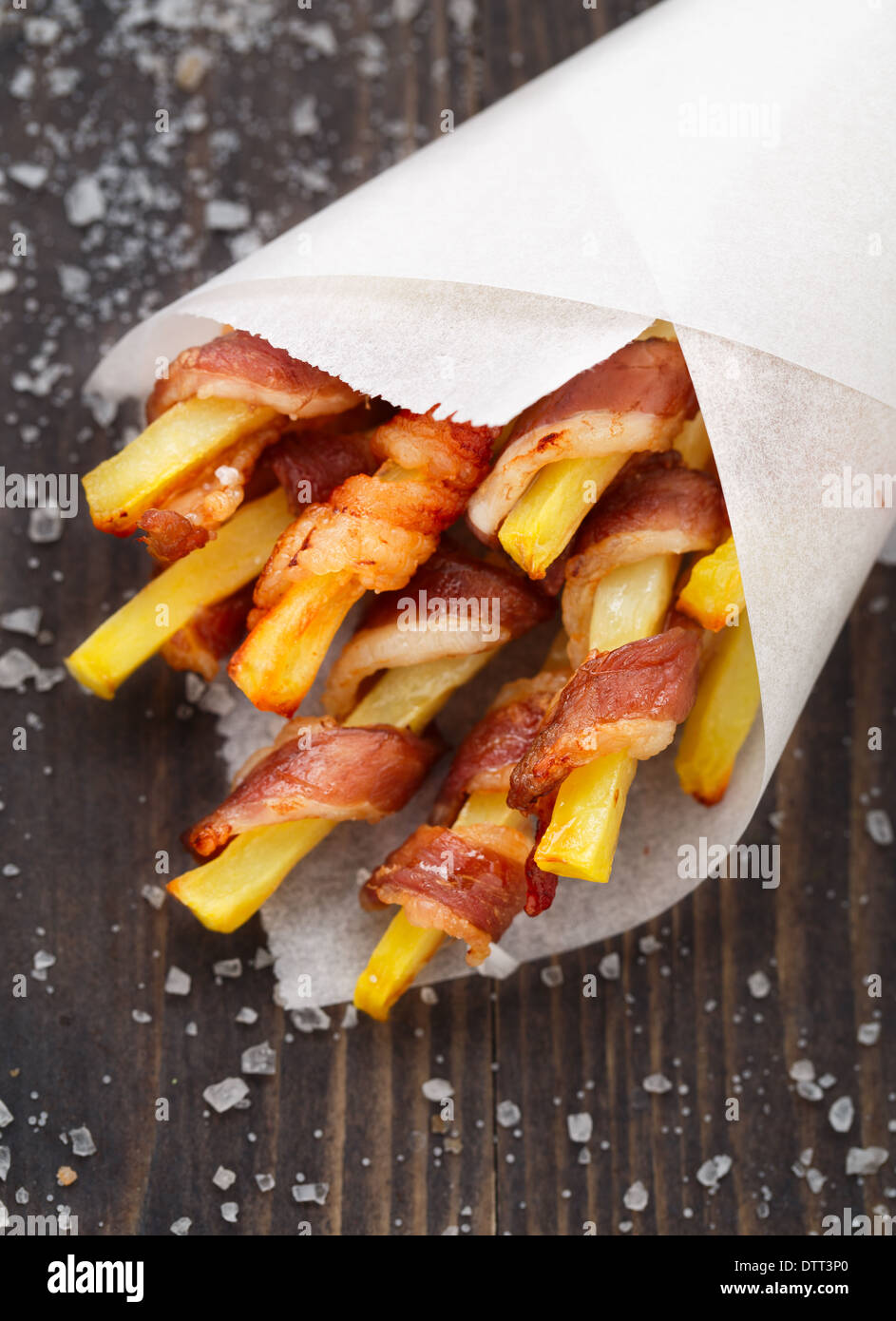 Bacon wrapped french fries Stock Photo Alamy
