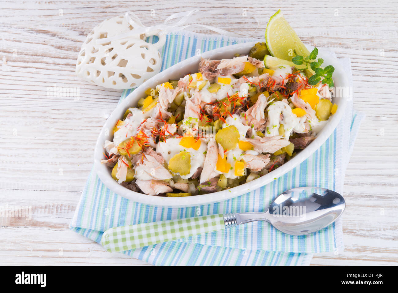mackerel fillet with salad Stock Photo Alamy