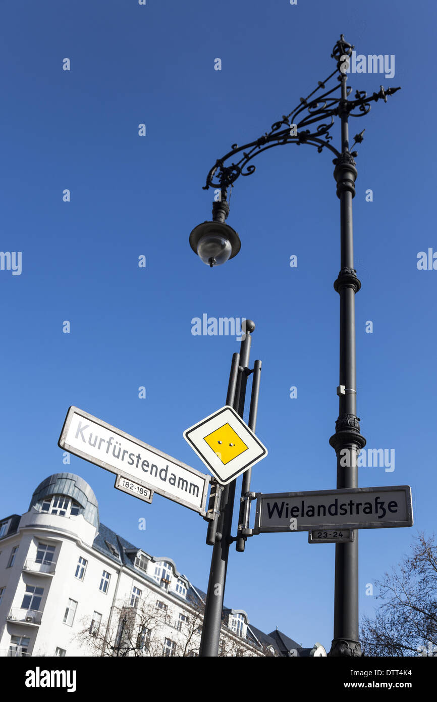 Road sign of the Kurfürstendamm in Berlin Stock Photo