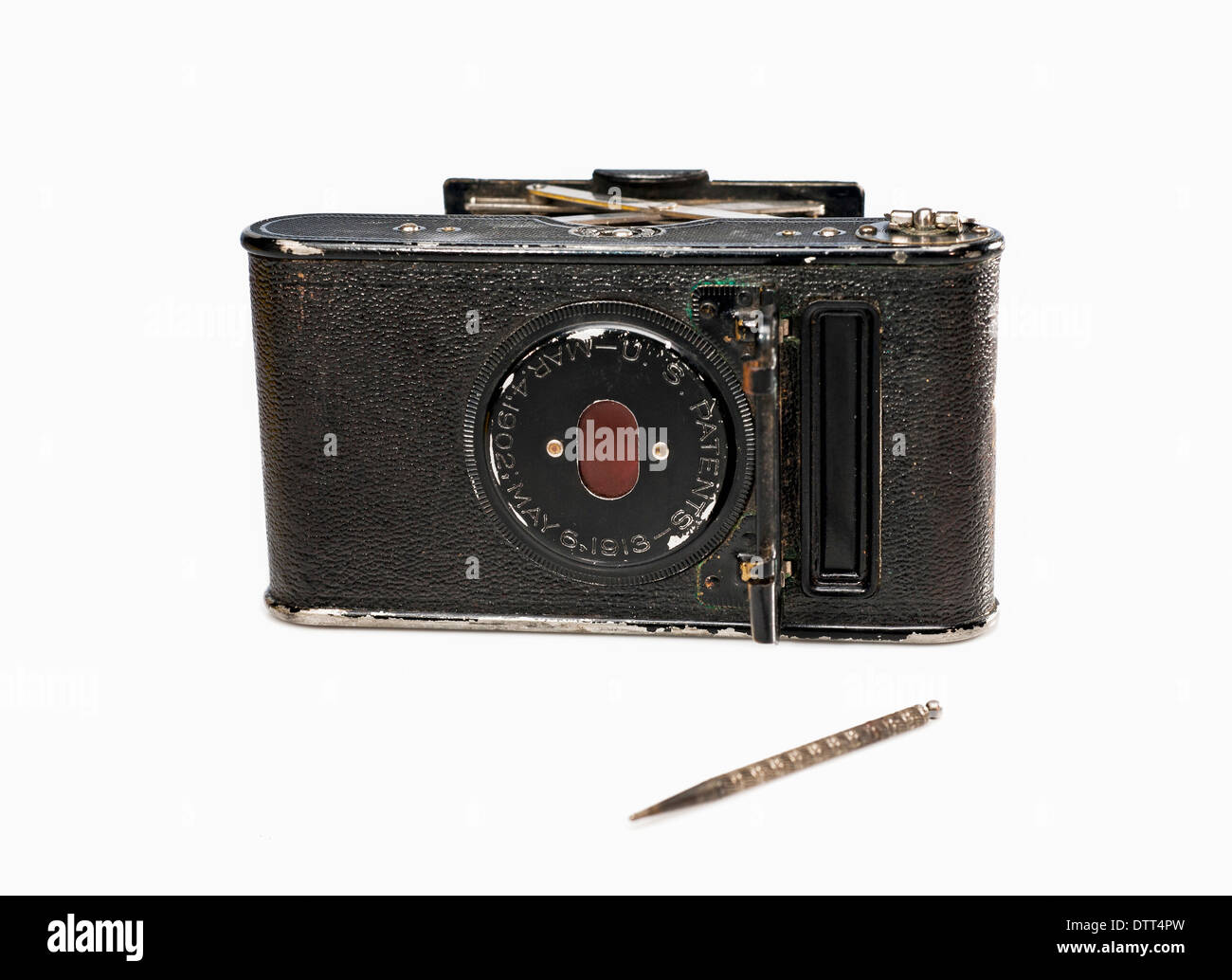 Vintage Kodak VP Autographic 'Vest Pocket' mini  folding film camera with original scribe / Horizontal rear view Stock Photo