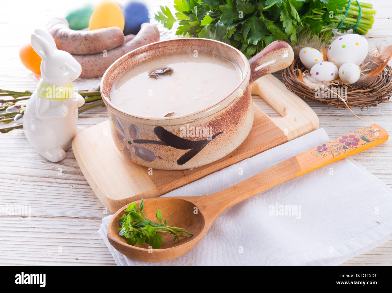 Polish Easter soup with egg and sausage Stock Photo - Alamy