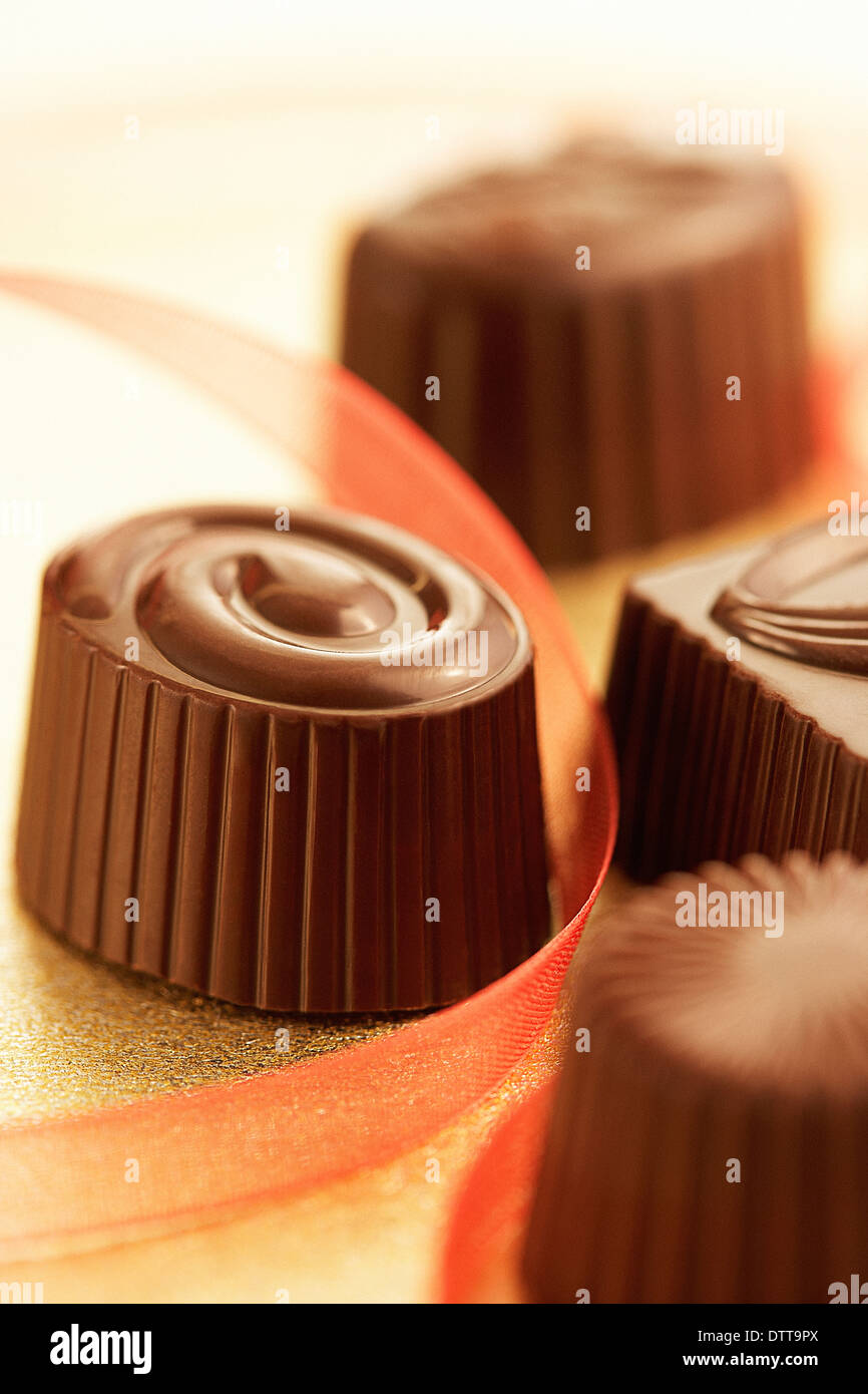 Close up of assorted chocolates Stock Photo