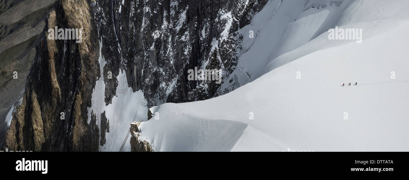 Mountaineers heading to Mt. Blanc, Chamonix, France Stock Photo