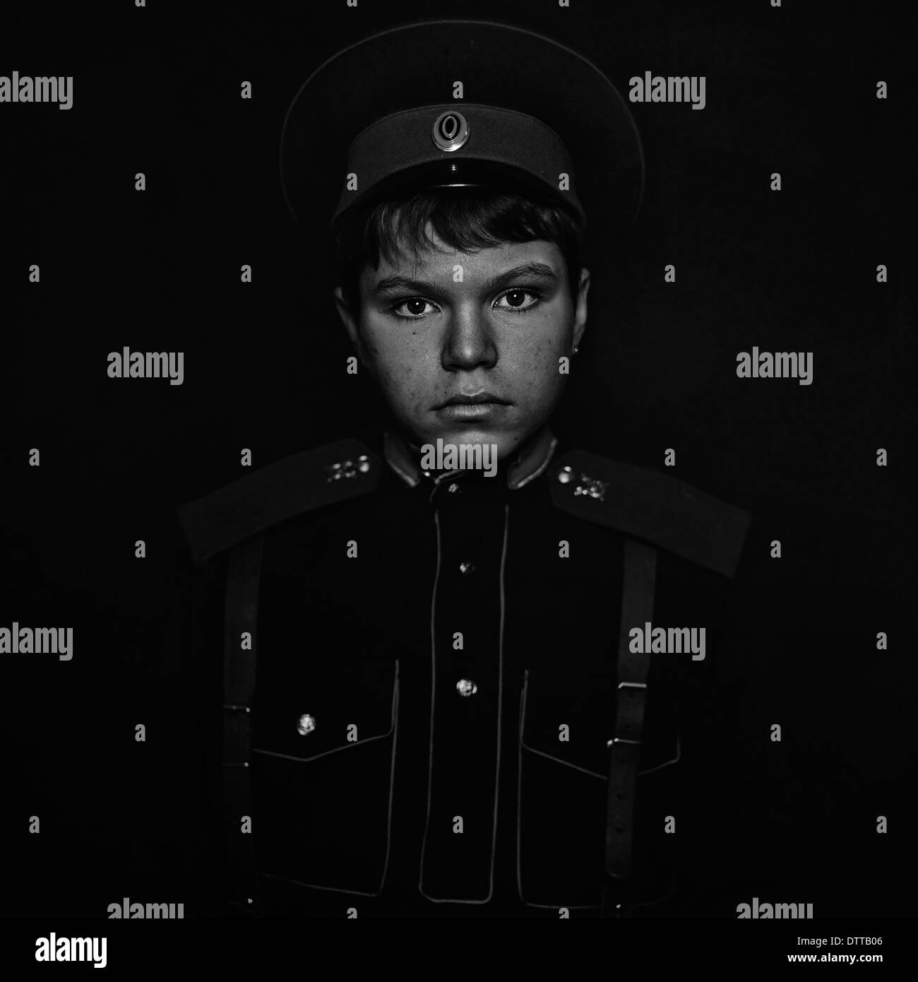 Cossack teenage soldier wearing uniform Stock Photo