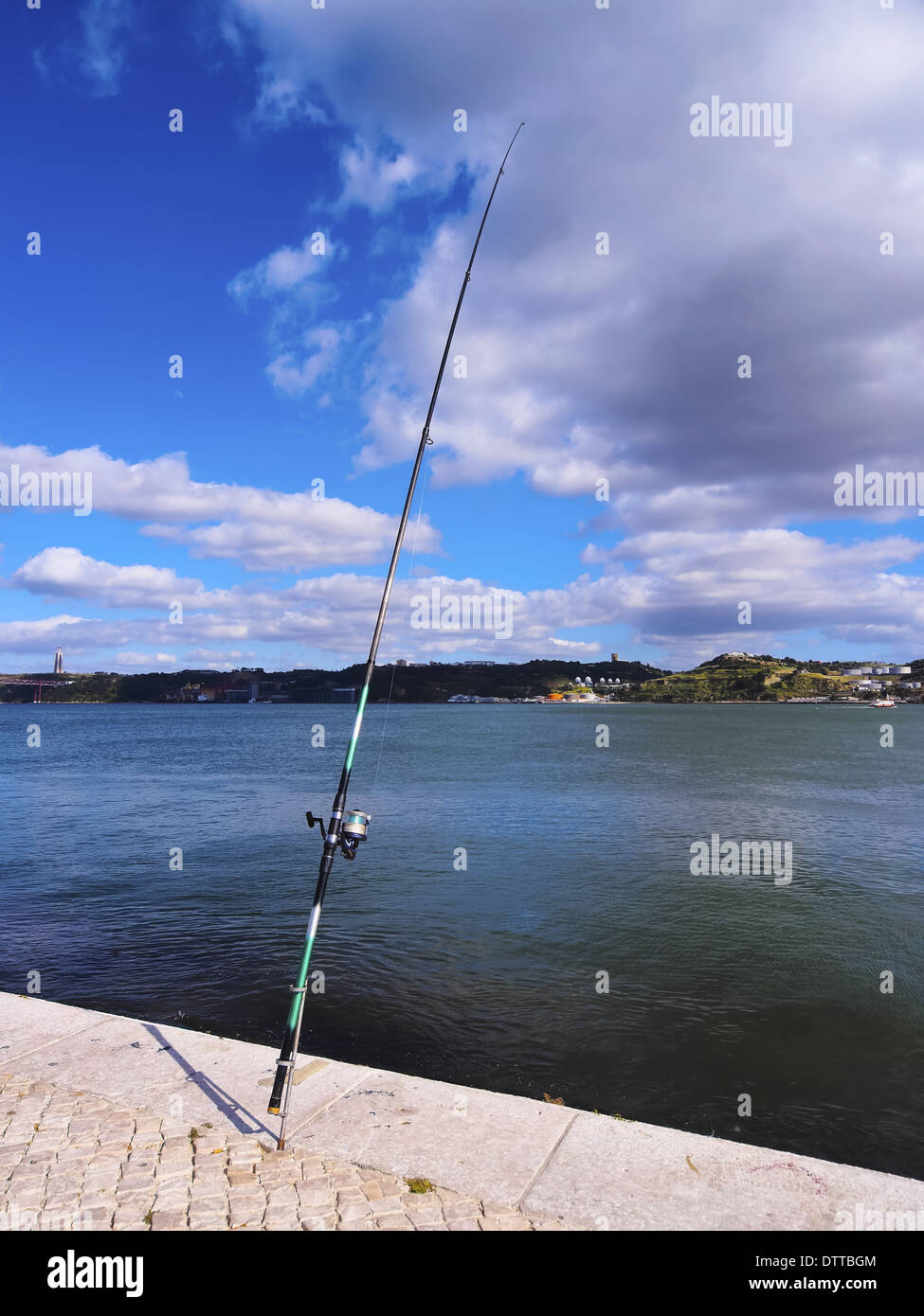 Fishing Rod on the Riverside of Tagus River in Belem, Lisbon, Portugal  Stock Photo - Alamy