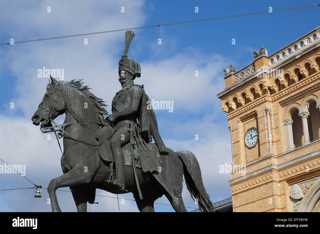 Ernst August monument in front of the central train station in Hannover (Hanover), Germany Stock Photo