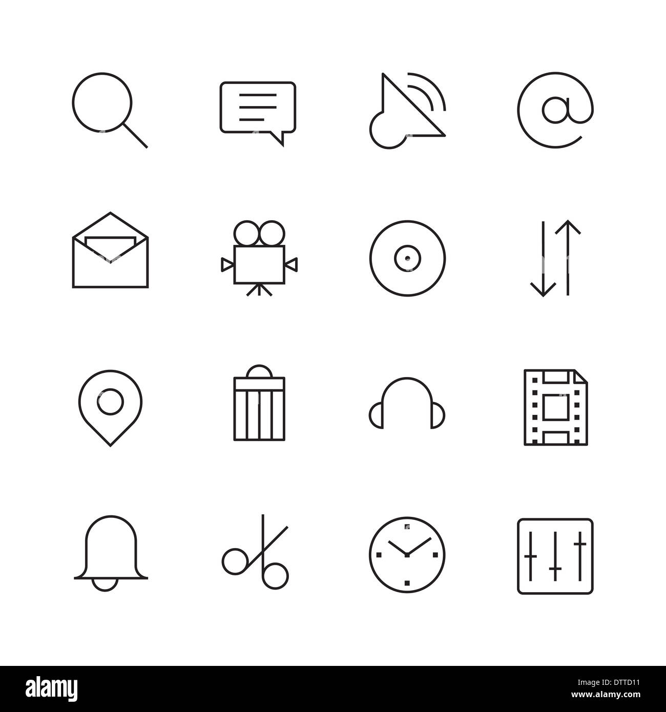 Thin Line Icons For Interface. Raster version Stock Photo - Alamy