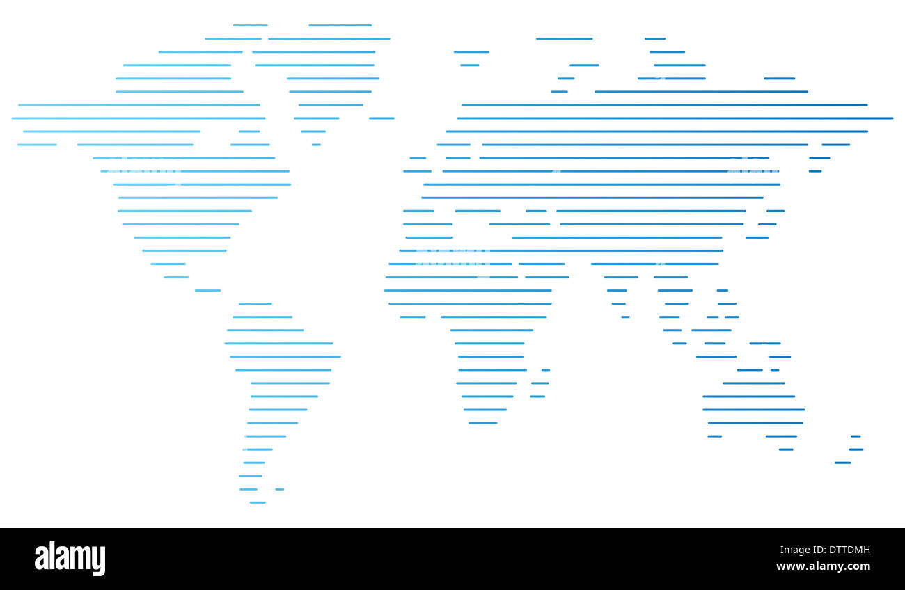 Abstract Computer Graphic World Map Of Blue Lines Stock Photo