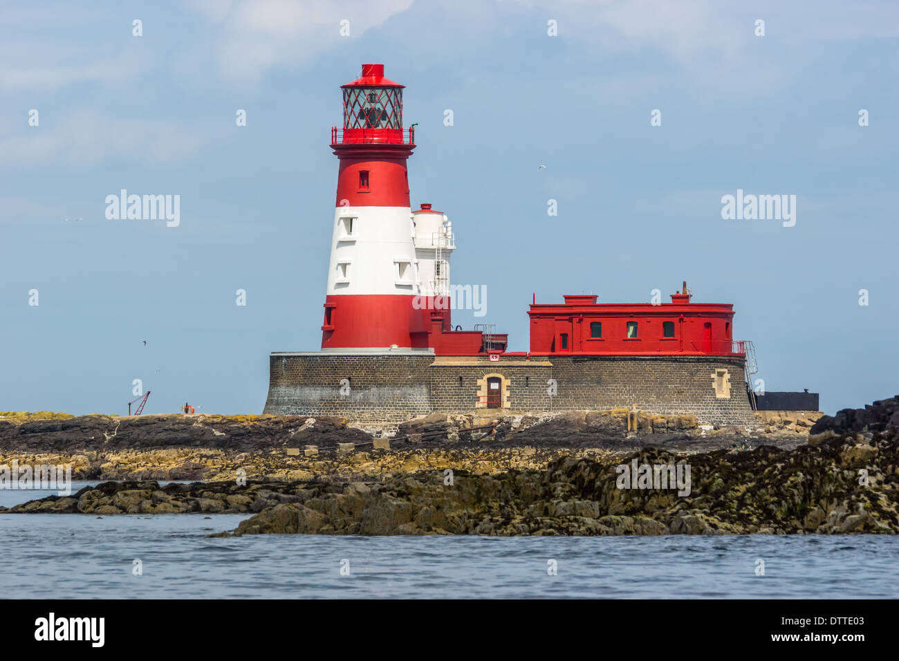 Longstone Island Red And White Light House Stock Photo