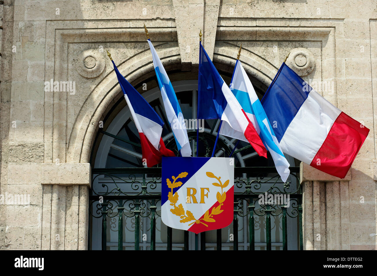 Marseille Provence-Alpes-Côte d'Azur region, capital of Bouches-du-Rhône  department Flags on frontage of city hall Stock Photo - Alamy