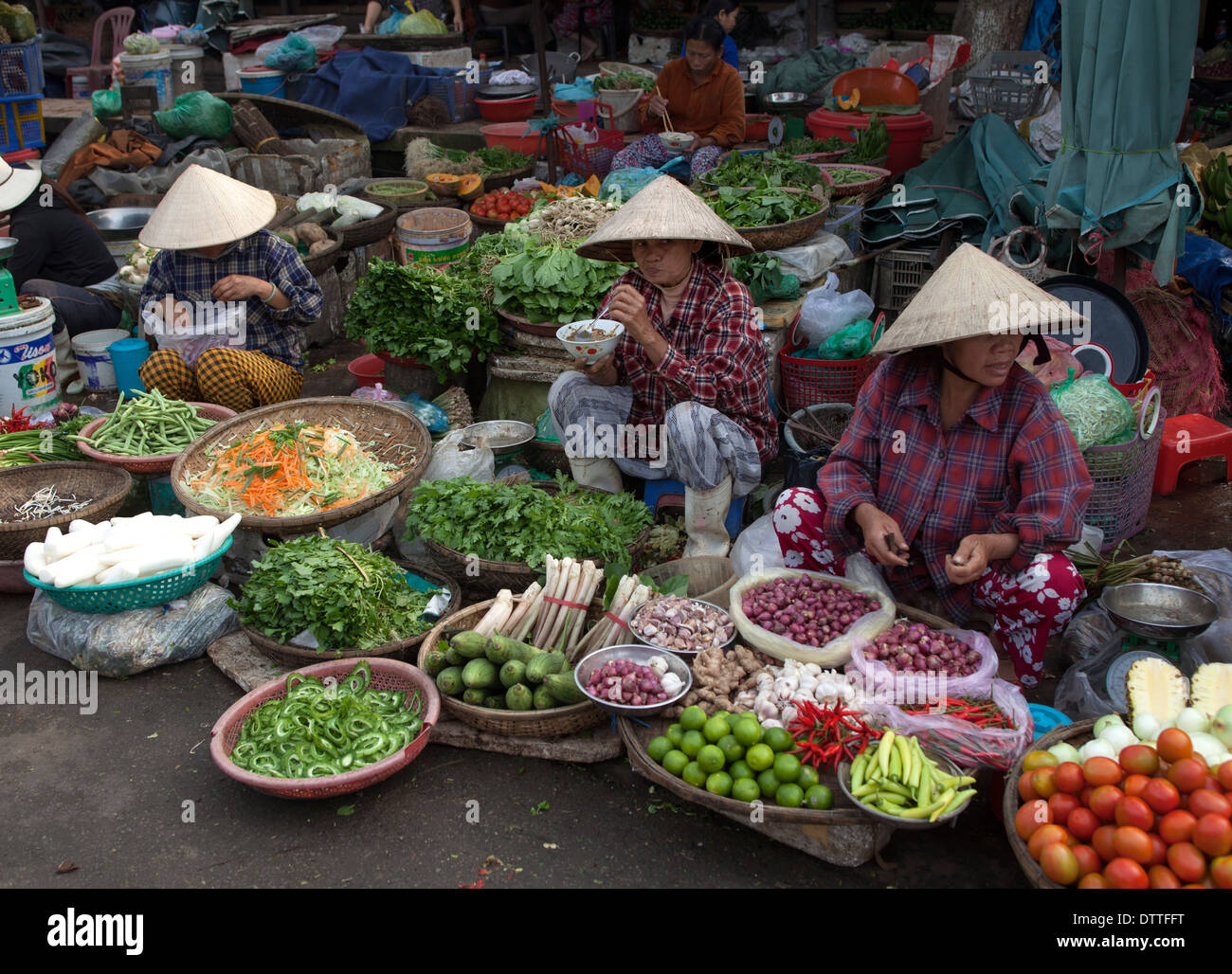 Dong Ba Market at Hue in Vietnam Stock Photo