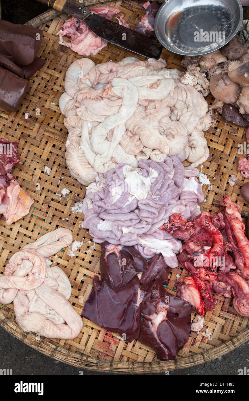 Offal Meat on sale at Dong Ba Market in Hue Vietnam Stock Photo