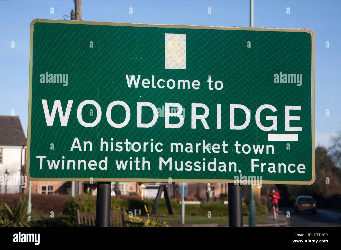 sign showing twinning with Mussidan in France, Woodbridge