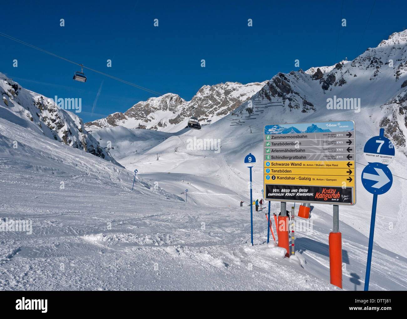 Blue sky day in St Anton ski resort in Austria Europe Stock Photo