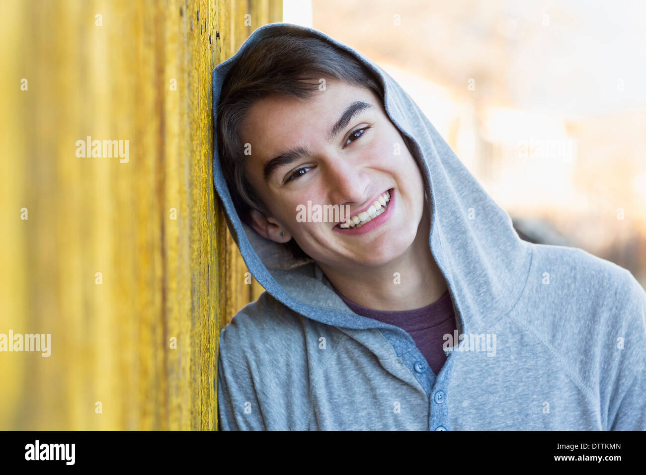 Mixed race teenage boy smiling Stock Photo