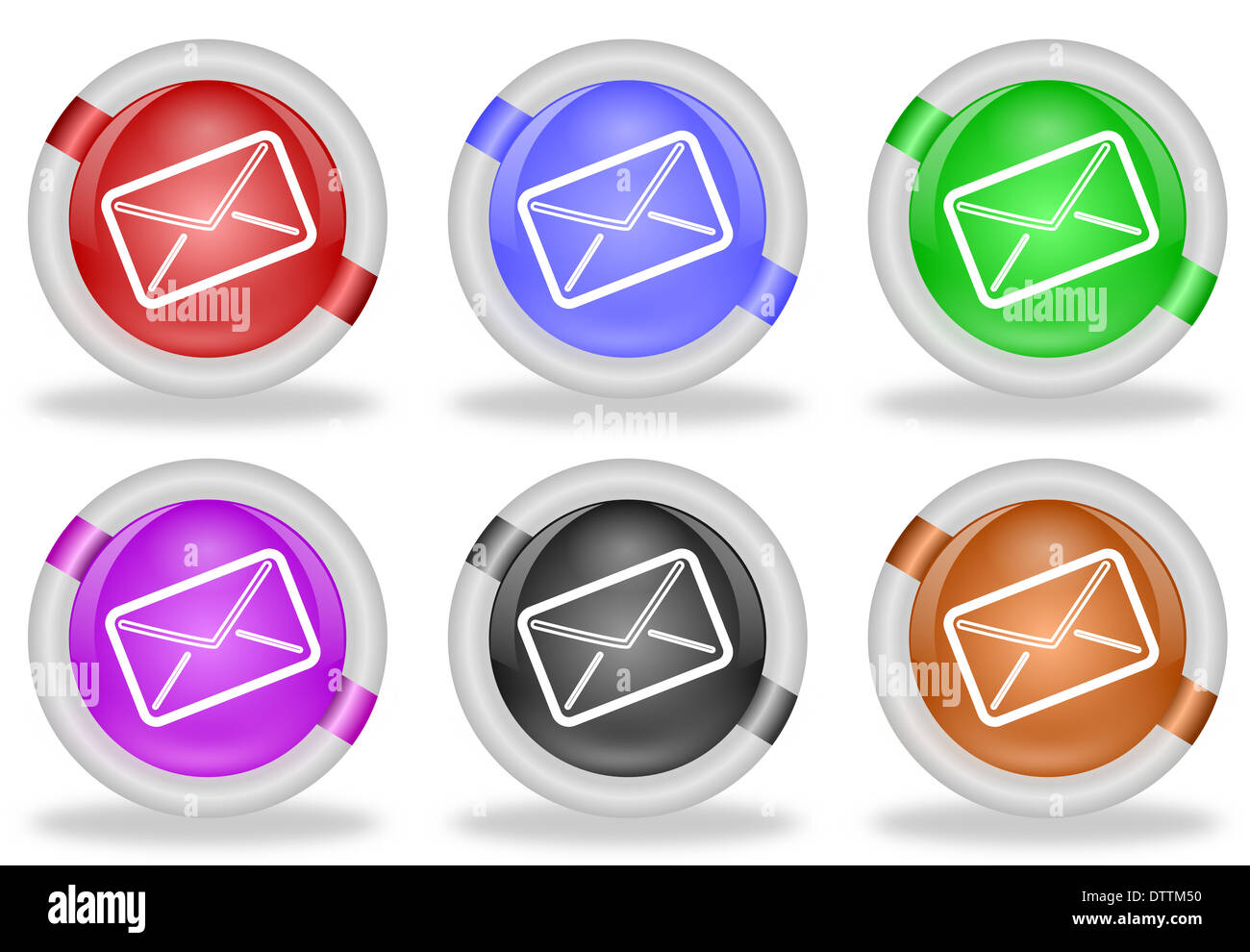 Set of mail or envelope icon buttons in pastel colors with white ...