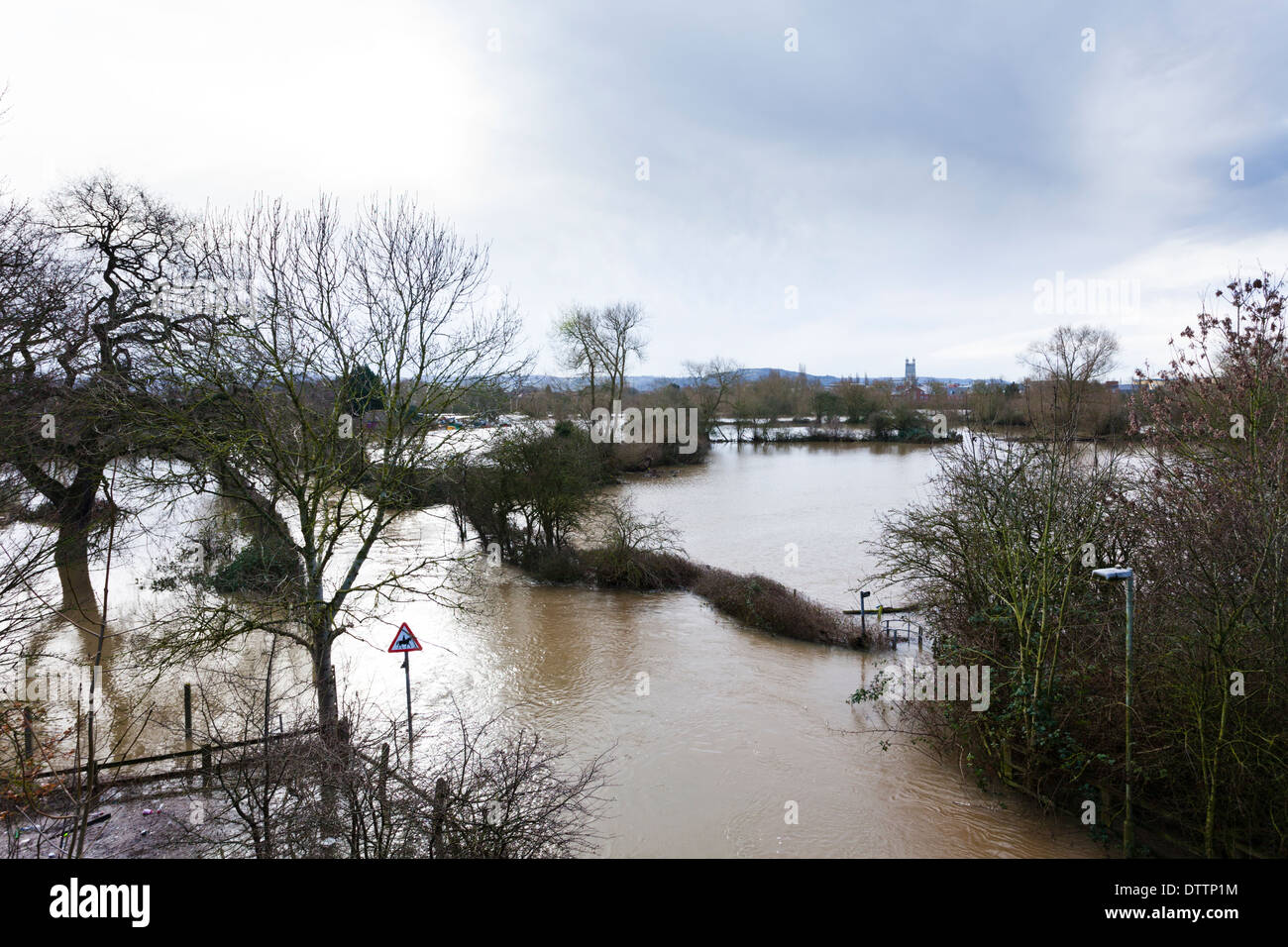The River Severn flooding at Sandhurst Lane, Gloucester UK - February 2014 Stock Photo
