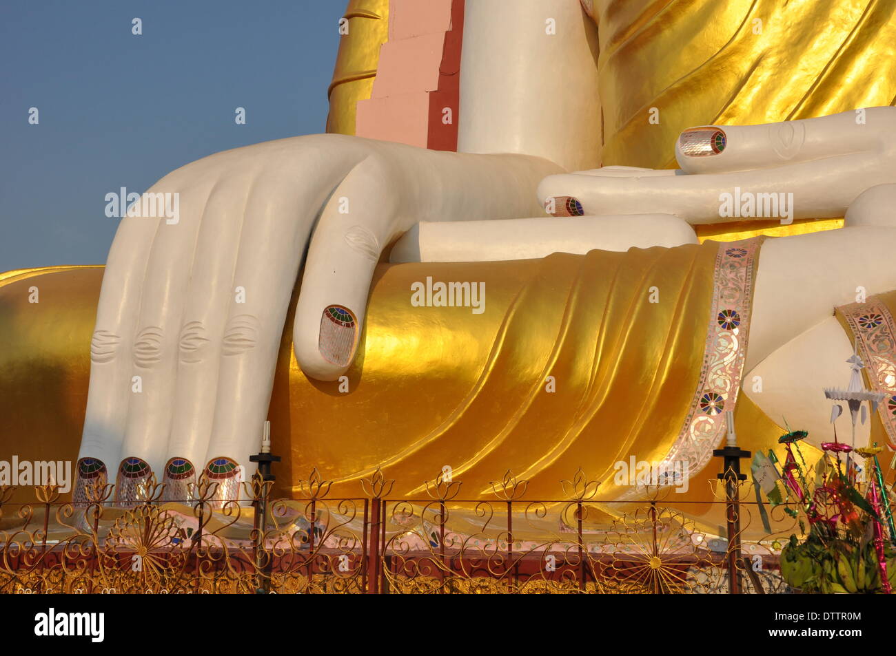 mudra of a giant buddha in bago,myanmar Stock Photo