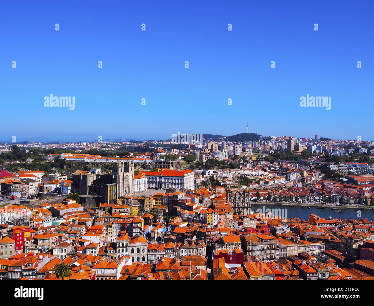 View from Torre dos Clerigos - Clerigos Tower in Porto, Portugal Stock Photo