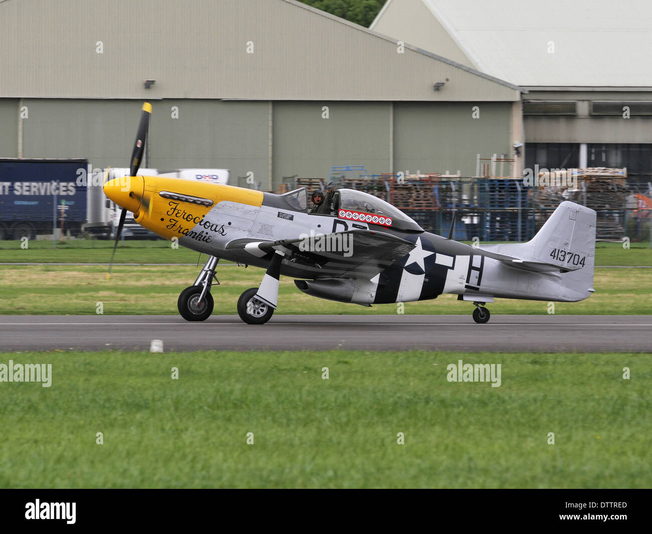 P51D Mustang fighter aircraft "Ferocious Frankie" at Dunsfold "Wings
