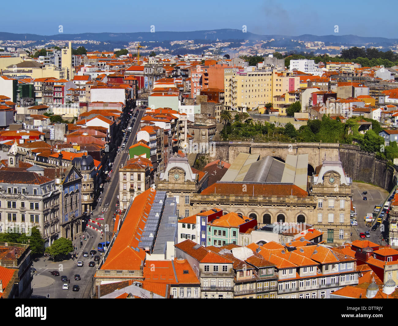 View from Torre dos Clerigos - Clerigos Tower in Porto, Portugal Stock Photo