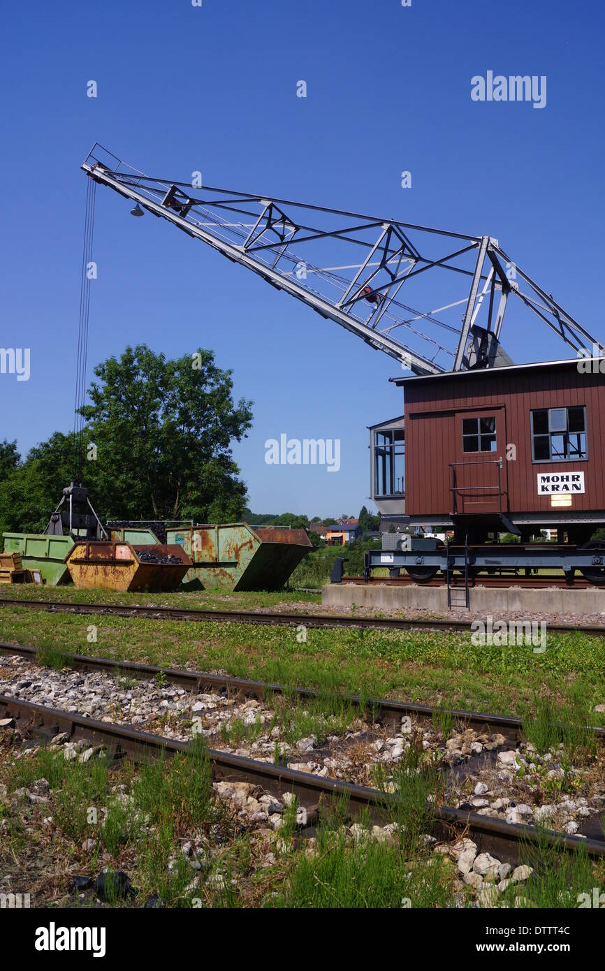 coal crane,trainstation fuetzen Stock Photo