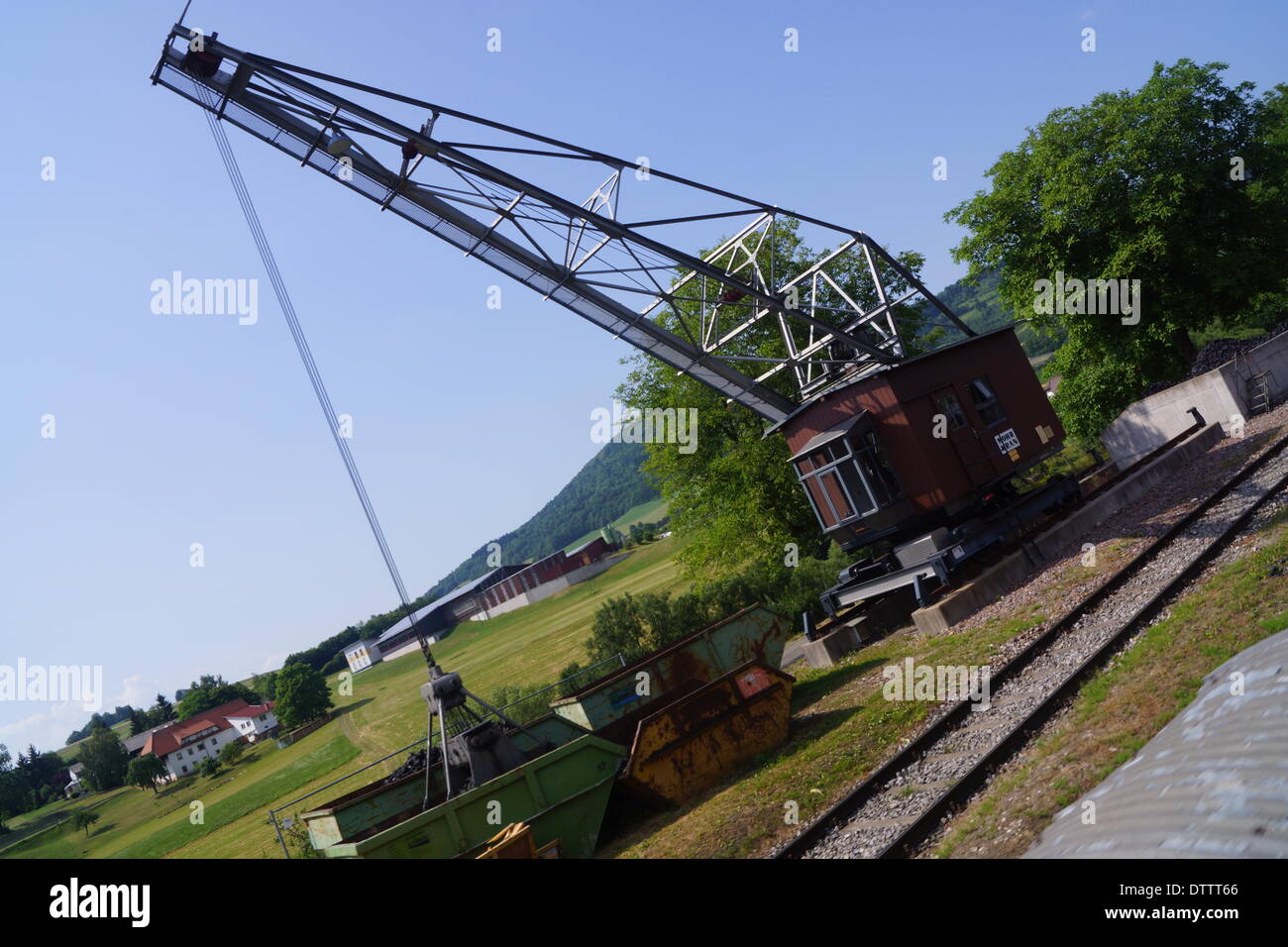coal crane,train station fuetzen Stock Photo