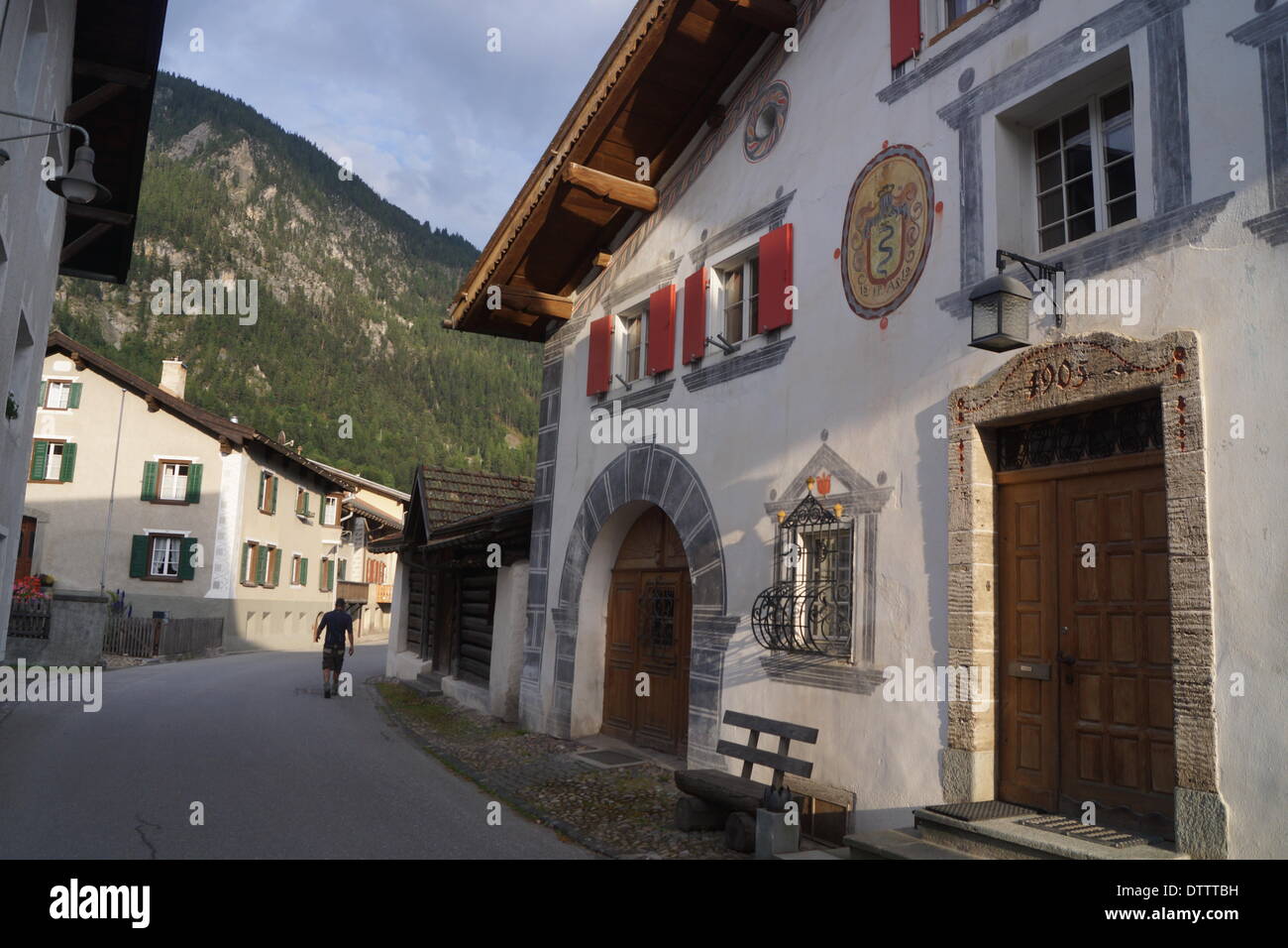 house engadin style,filisur,switzerland Stock Photo Alamy