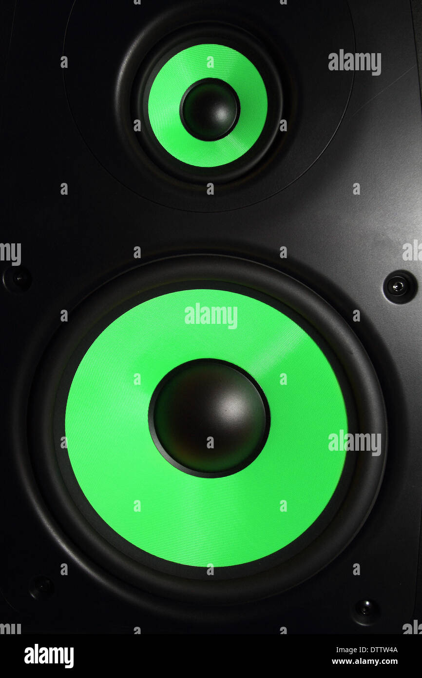 Closeup of a green speaker sub woofer Stock Photo Alamy