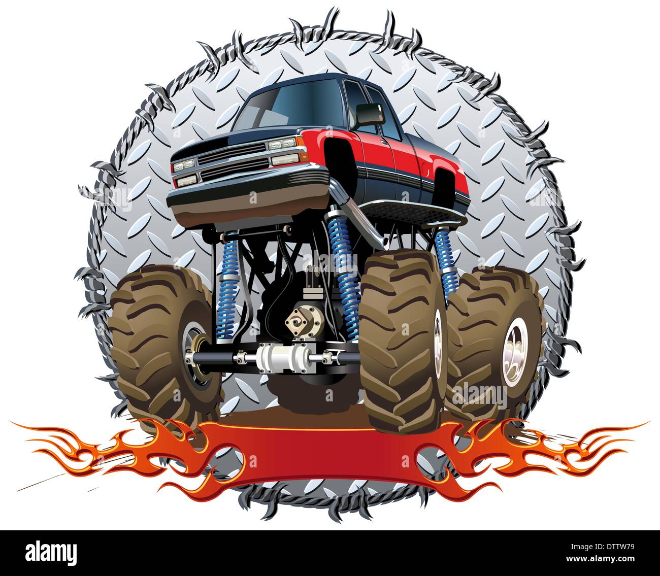 Cartoon monster truck big boys car 4x4 vehicle Vector Image
