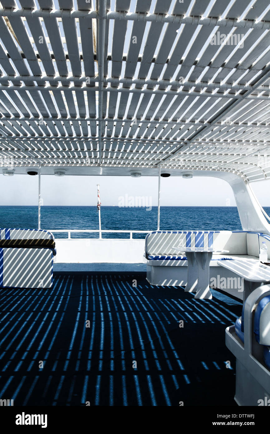 White wooden deck seats hi-res stock photography and images - Alamy