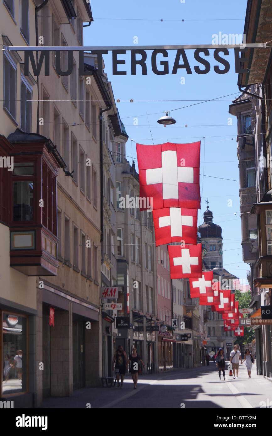 shoppingstreet multergasse,St.Gallen,Switzerland Stock Photo