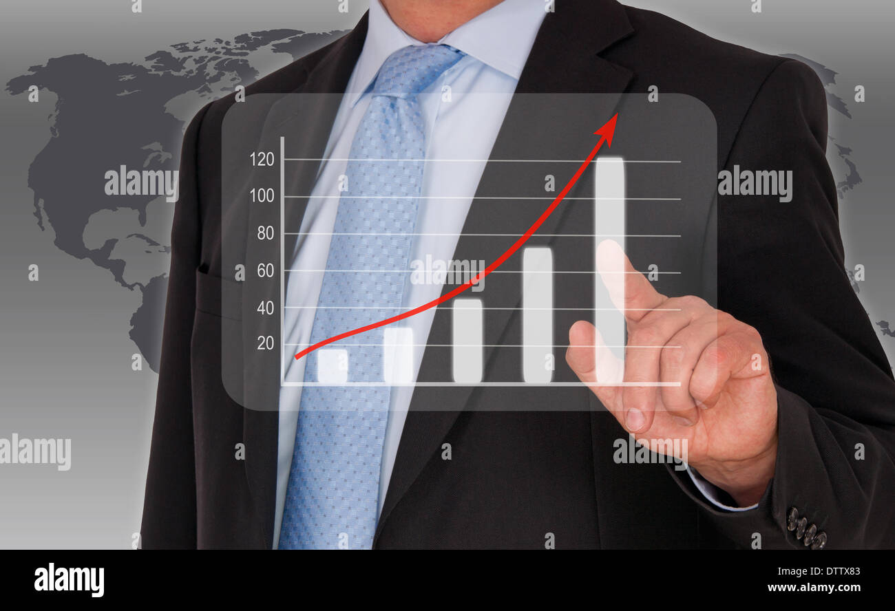 Man with performance uptake chart Stock Photo