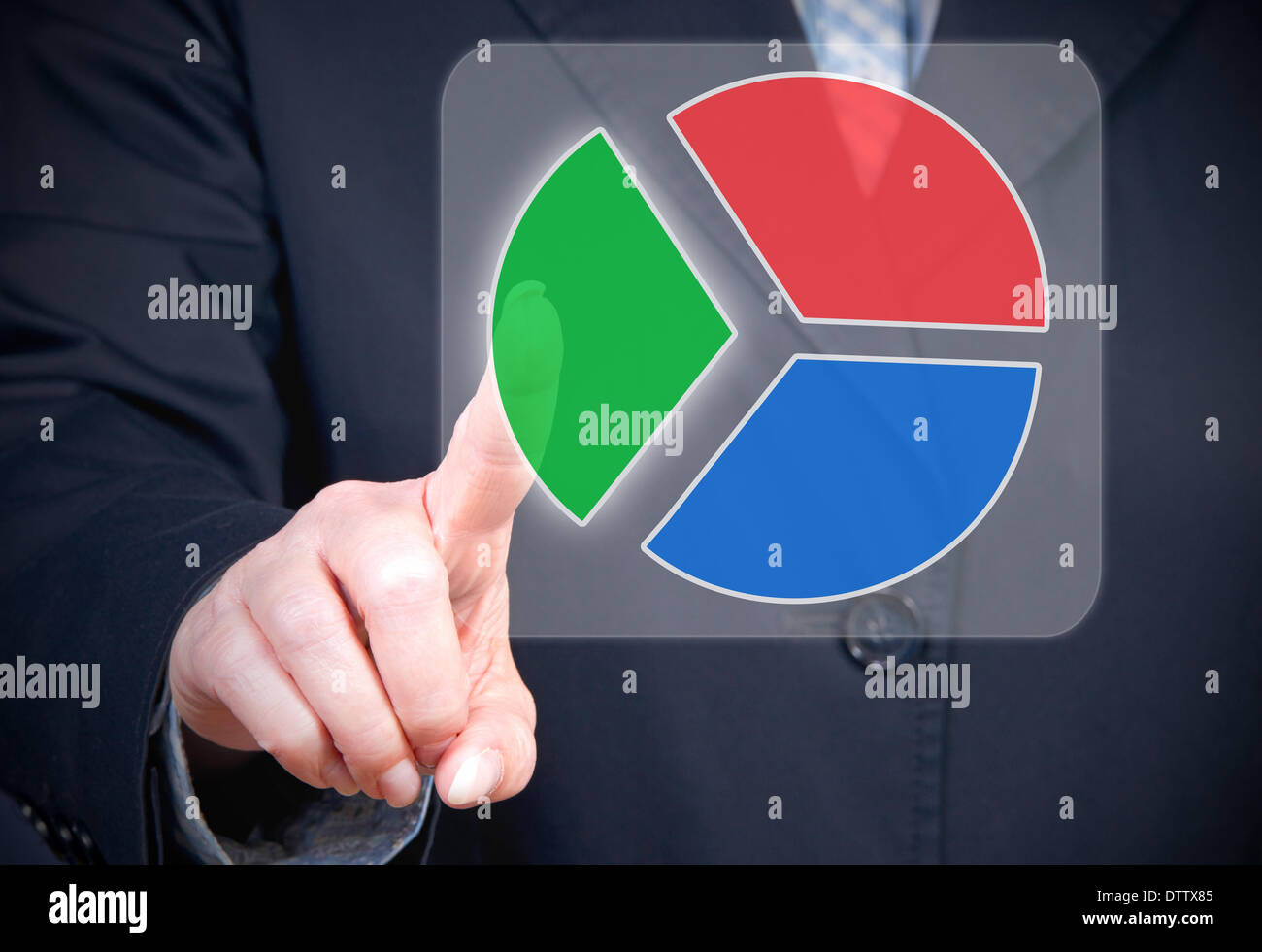 Woman with Pie Chart Touchscreen Stock Photo
