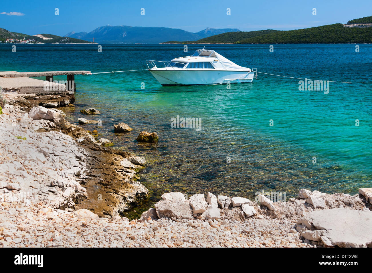 Picturesque scene of rocky adriatic beach Stock Photo