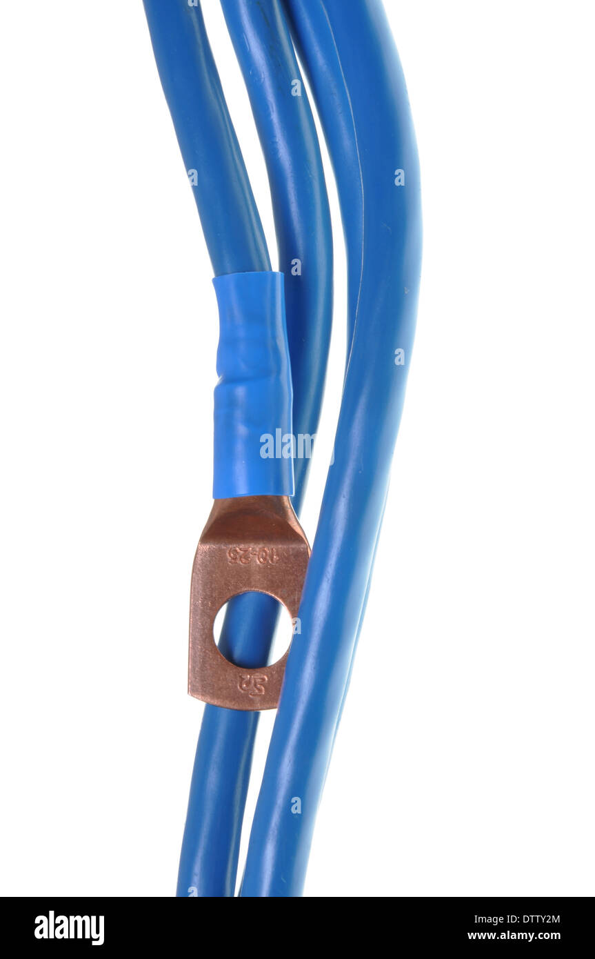 Highvoltage cable with copper terminal Stock Photo Alamy