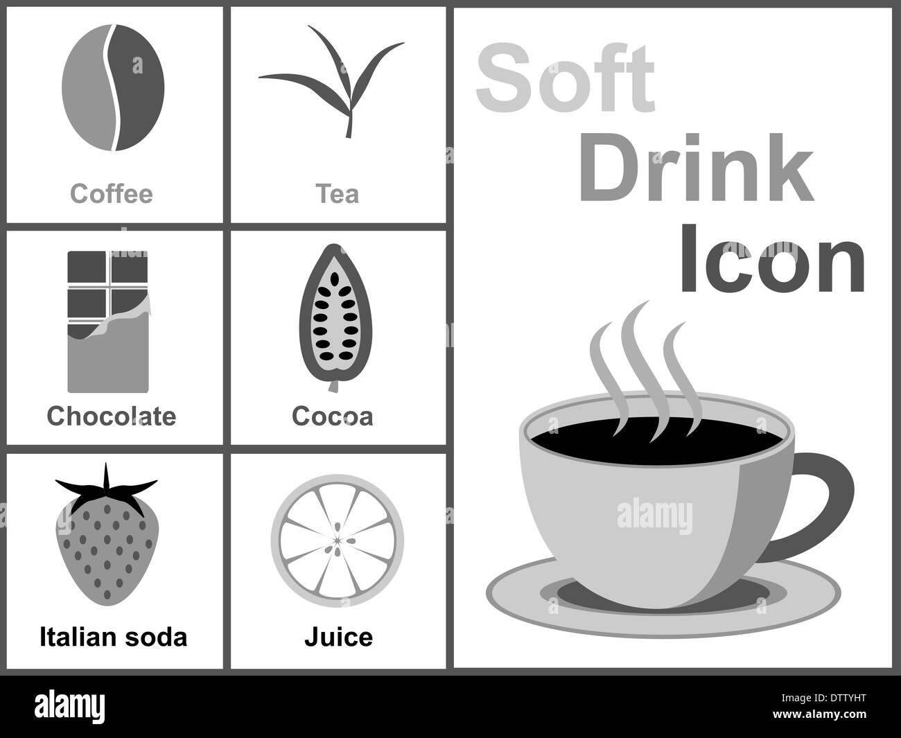 Soft Drinks Design Icon Set In Black White Stock Photo Alamy