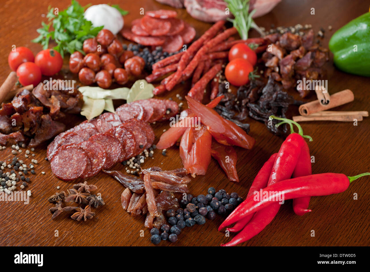 meat and sausages Stock Photo