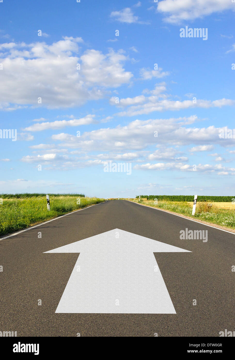 Street with Arrow and Landscape Stock Photo - Alamy
