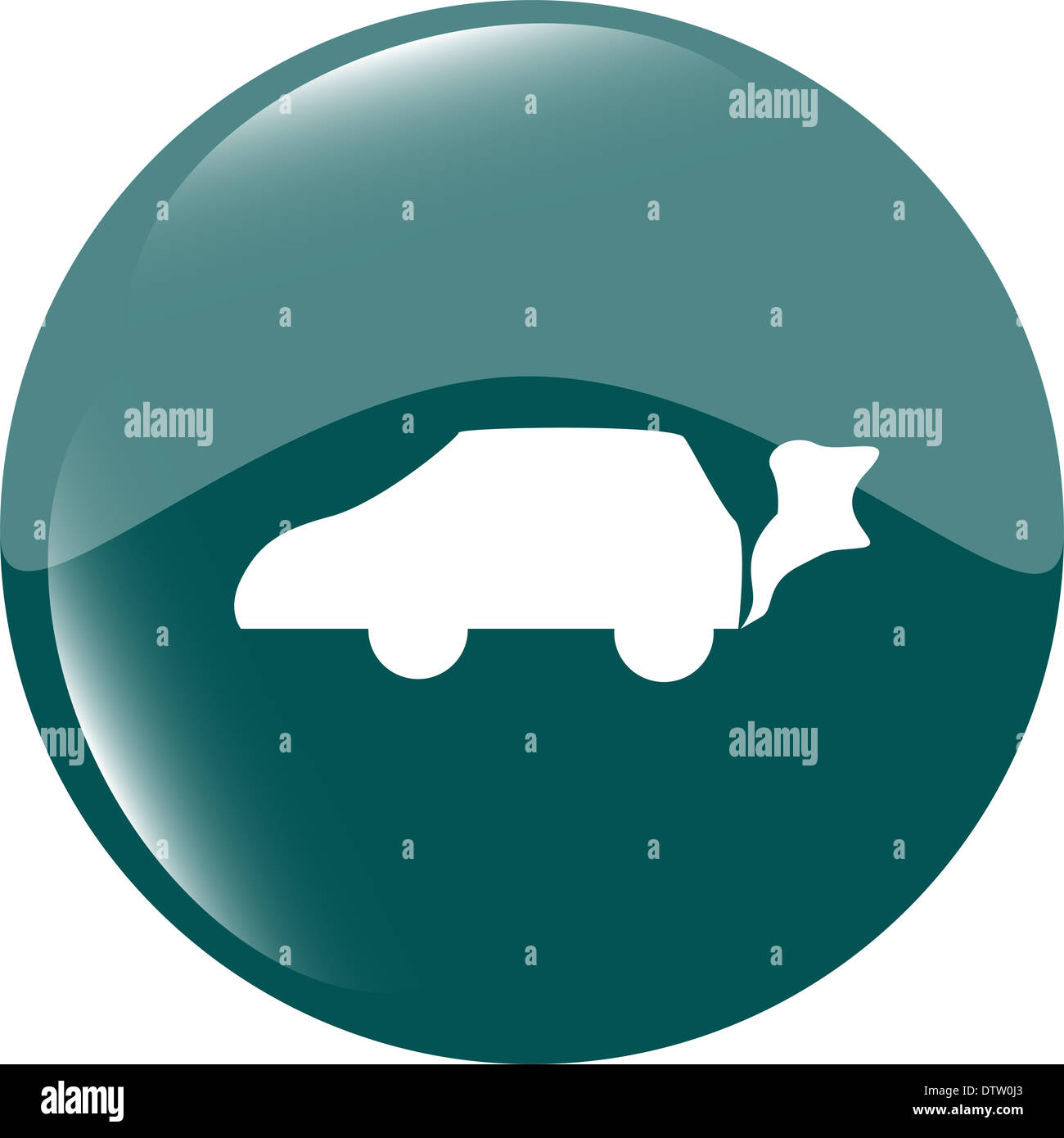 Car icon on the round web button Stock Photo - Alamy