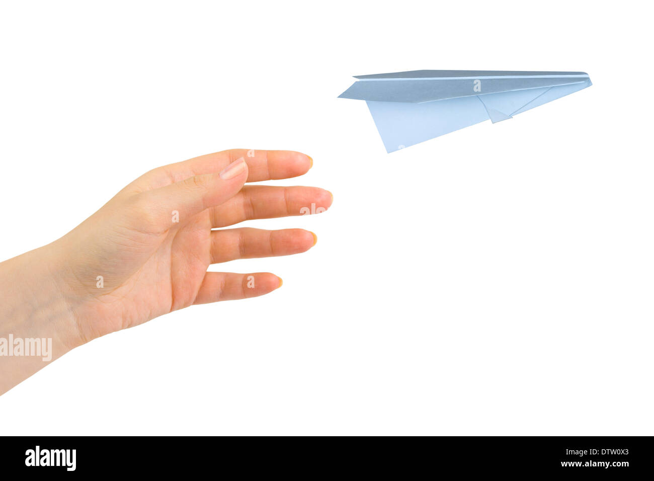 Hand and flying money plane Stock Photo