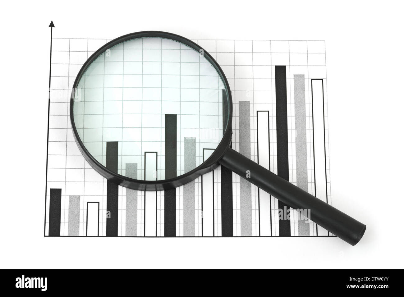 Magnifying glass and diagram Stock Photo Alamy