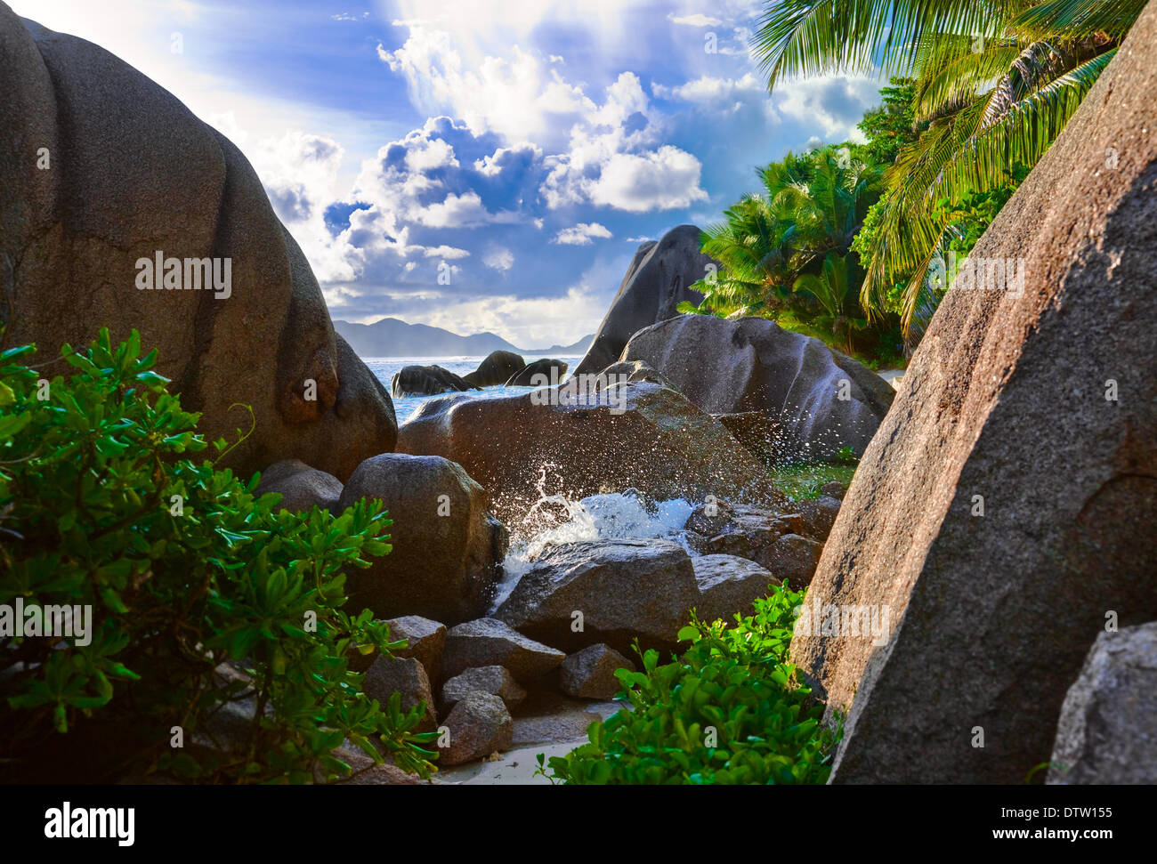 Tropical beach Source D'Argent at Seychelles Stock Photo - Alamy