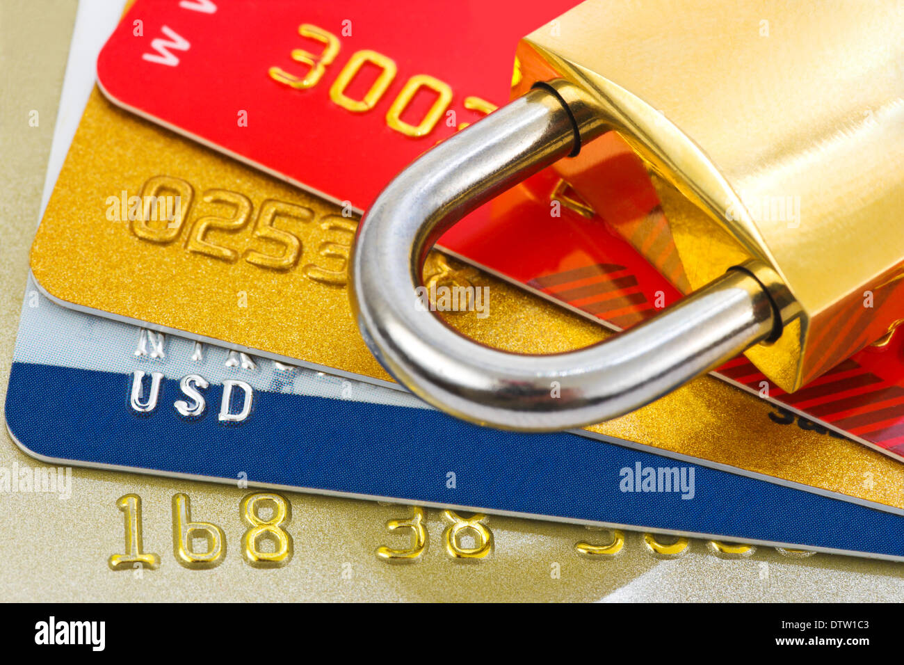 Credit cards and lock Stock Photo Alamy