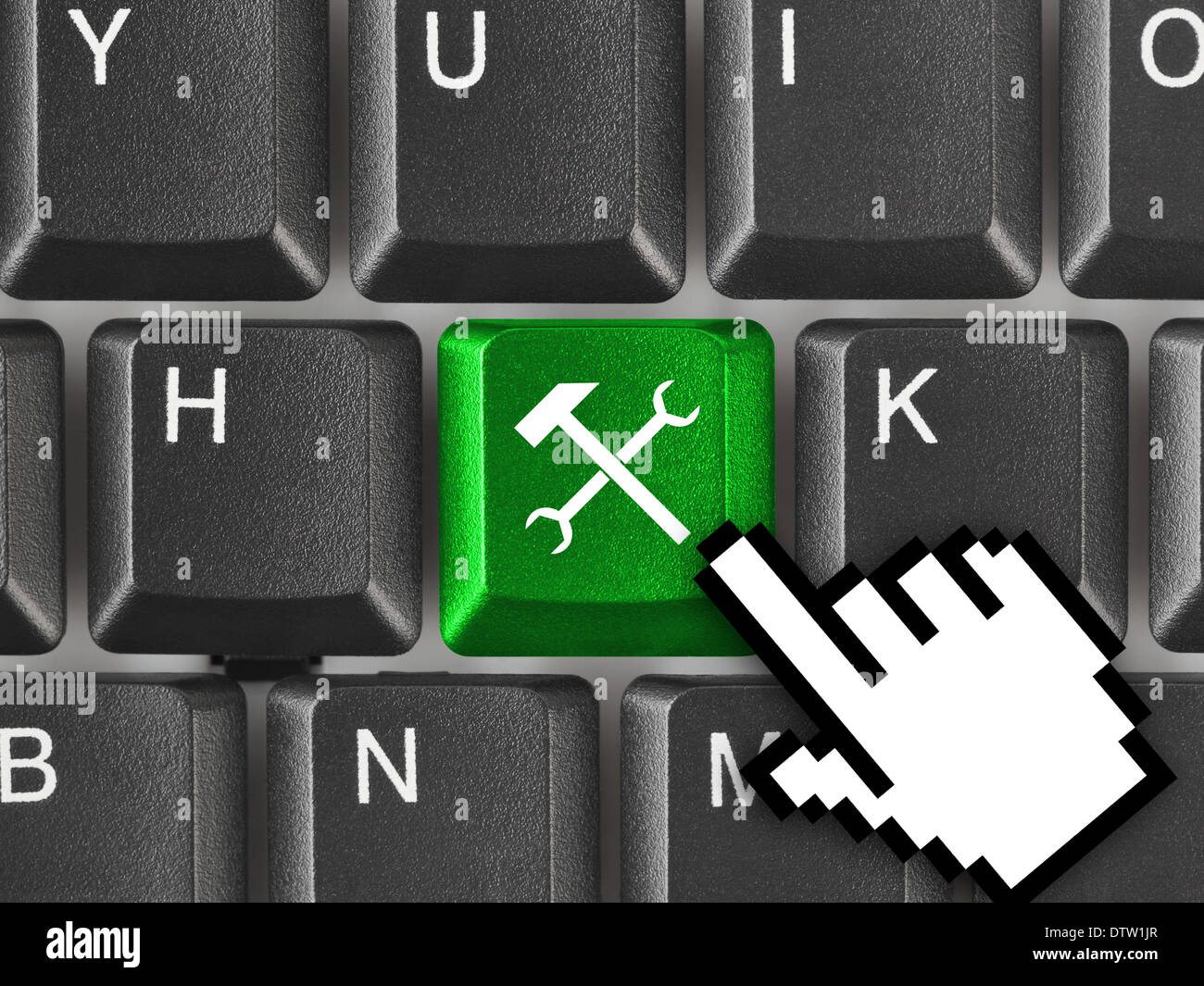 Computer keyboard with tools key Stock Photo Alamy